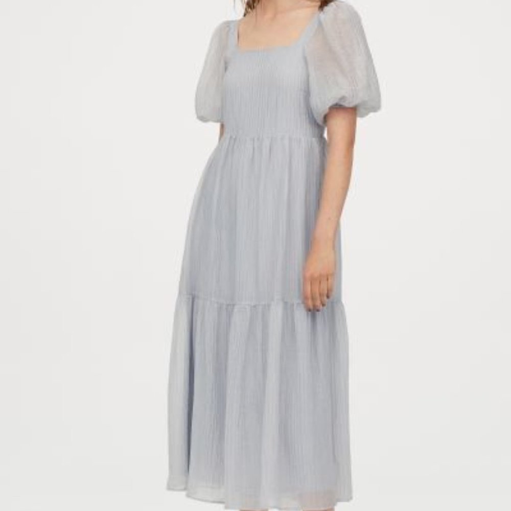 H&M Lyocell Puff Sleeves Midi Dress Cottagecore